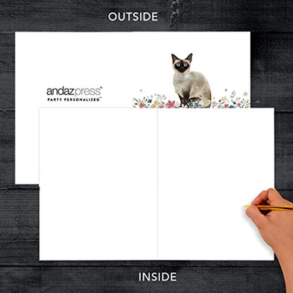 Andaz Press Jumbo Pet Sympathy Card with Envelope, Sorry For Your Loss Card, Siamese Cat Loss Of Pets, Cat Grief Bereavement Card with Big Blank Space to Send to Friends, Family, 8.5" x 11", 1-Pack - color: Siamese Cat