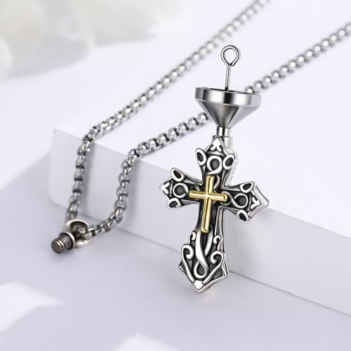 925 Sterling Silver Celtic Cross Urn Necklace for Ashes - color: silver-c