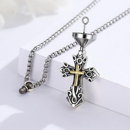 925 Sterling Silver Celtic Cross Urn Necklace for Ashes - color: silver-c