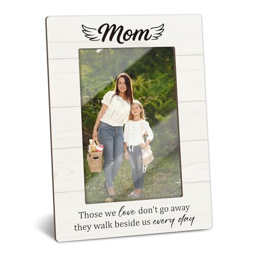 Mom Memorial Gifts Picture Frame, In Loving Memory Photo Frame Wooden Picture Frame Memorial Gifts for Loss of Mother, 4x6 Photo Frame for Tabletop Display, Home Office Desk Decor Shelf Display -06 - style: In Memory of Mother
