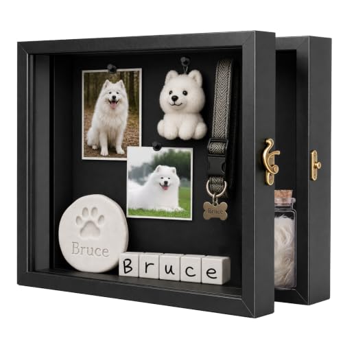 10.6 x 8.7 Inch Pet Memorial Shadow Box for Loss of Dog Cat Memorial Gifts | Frame Paw Print Kit Fur Keepsake for Ashes, Photos and Keepsakes, Memorial Gifts for Loss of Dog Pet Remembrance