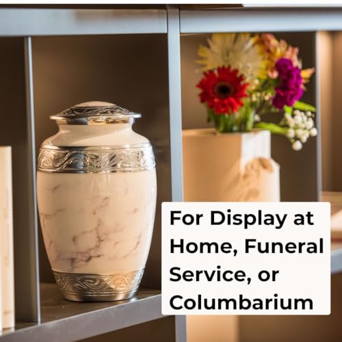 GR8 Keepsakes White Marble-Finish Cremation Urn for Human Ashes Adult - color: White
