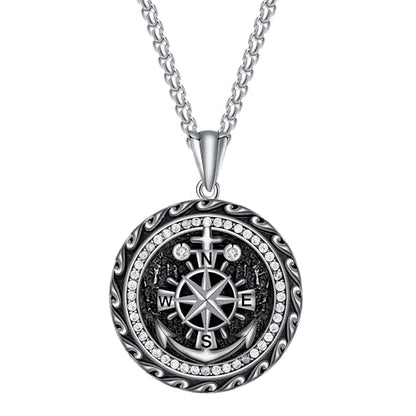 925 Sterling Silver Patron Saint Necklace Amulet Miraculous Medal Pendant Jewelry for Men Women with Friendship Talisman Travel Inspirational Gifts - color: black-I