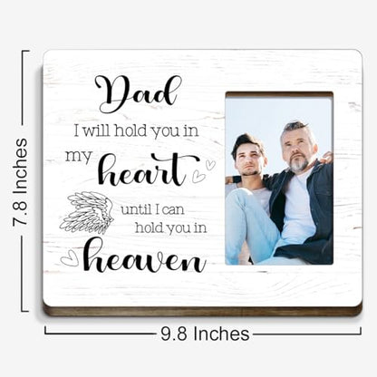 I will Hold You in My Heart Dad Wood Picture Frame,Memory Gifts for Loss of Dad,Sympathy Gift,Memorial Gifts for Loss of Dad - style: Dad-4