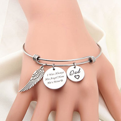 WUSUANED Memorial Jewelry I Used to Be His/Her Angel Bracelet in Memory of Loved One Dad Mom Sympathy Gift - color: In memory of dad bracelet