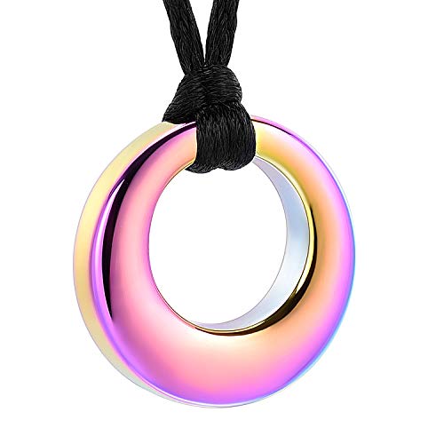 Hearbeingt Cremation Jewelry Urn Necklace for Ashes for Women Men, Circle of Life Eternity Memorial Pendant Ash Jewelry - color: Colorful