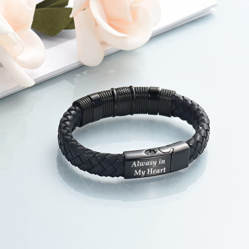 shajwo Cremation Urn Bracelet for Ashes Jewelry for Women Men Memorial Keepsake Cuff Bangle Leather Bracelet - color: Customize