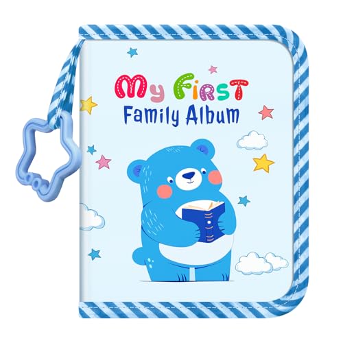 Fintie Baby Photo Album 4x6 Inch, 18 Photos My First Family Soft Album Book | For Newborn/Toddlers/Kids/Baby Shower Memory Birthday Gifts, Family Tree, First Year Milestones Keepsake, Blue Bear - color: Blue Bear