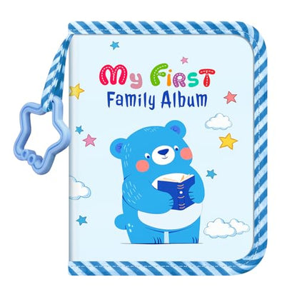 Fintie Baby Photo Album 4x6 Inch, 18 Photos My First Family Soft Album Book | For Newborn/Toddlers/Kids/Baby Shower Memory Birthday Gifts, Family Tree, First Year Milestones Keepsake, Blue Bear - color: Blue Bear