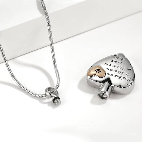 Heart Urn Necklace for Ashes Women Men Cremation Jewelry for Ashes Cremation Necklace In Memory of Loved One Grandpa Grandma Dad Mom Uncle Aunt Brother Sister Daughter Son - style: Paw