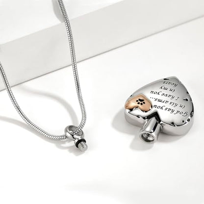 Heart Urn Necklace for Ashes Women Men Cremation Jewelry for Ashes Cremation Necklace In Memory of Loved One Grandpa Grandma Dad Mom Uncle Aunt Brother Sister Daughter Son - style: Paw