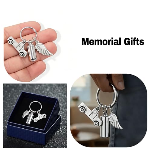 Gredstar Cremation Urn Keychain for Ashes, Cylinder Memorial Keepsake - color: Silver