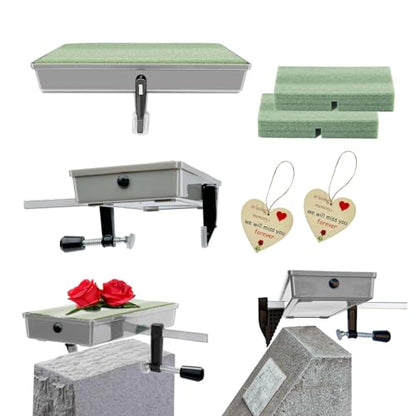Grave Saddles, Headstone Holders for Cemetery Tombstones 6–12" – 2 Pack - color: Gray, size: 3 to 12 inches