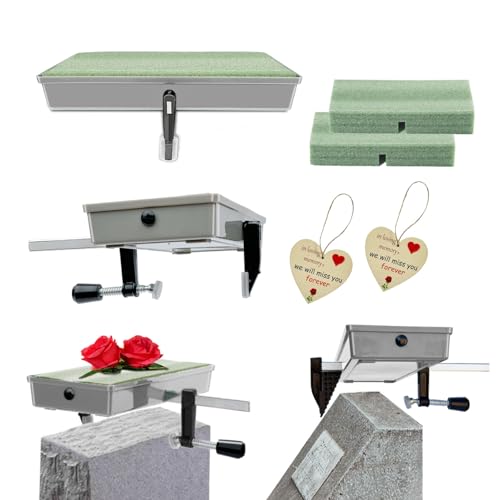Grave Saddles, Headstone Holders for Cemetery Tombstones 6–12" – 2 Pack | for Christmas,Mother's Day,Memorial Day,Tombstone Monument Decor to Tributes Loved Ones,Never Blown Away!Reusable(Patented) - color: Gray, size: 3 to 12 inches