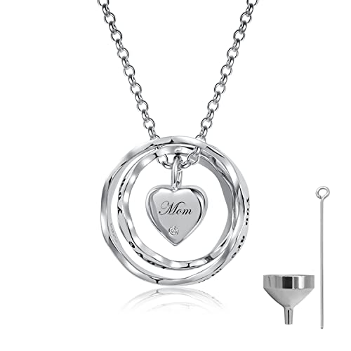 Sterling Silver Cremation Jewelry for Ashes Pendant Eternity Urn Necklace Keepsake Memorial Gifts You Are Always In My Heart I Love You Forever - color: White, style: Mom
