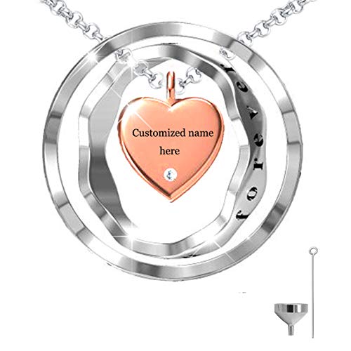 Sterling Silver Cremation Jewelry for Ashes Pendant Eternity Urn Necklace Keepsake Memorial Gifts You Are Always In My Heart I Love You Forever - color: Rose, style: Customized