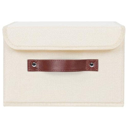 ANMINY Fabric Storage Box Bins with Lids, Beige, 10"x8"x7" - color: Beige, size: Small (Pack of 1)
