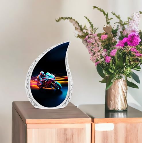Racer Bike Teardrop Urns, Small Urns for Human Ashes, Urn for Ashes Adult Male, Urns for Human Ashes Adult Female, Tiny Urn, Miniature Urn, Memorial Urns and Keepsakes for Ashes 3 Inch 1 Pcs - size: Keepsake-1