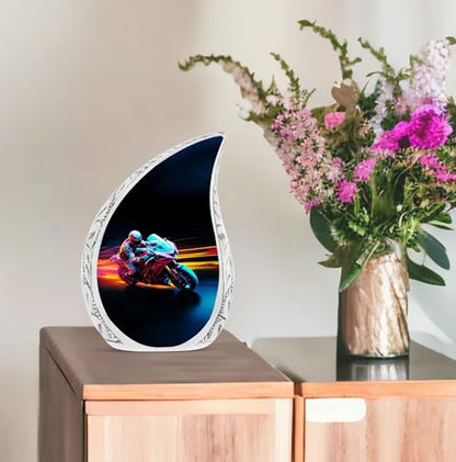 Racer Bike Teardrop Urns, Small Urns for Human Ashes, Urn for Ashes Adult Male, Urns for Human Ashes Adult Female, Tiny Urn, Miniature Urn, Memorial Urns and Keepsakes for Ashes 3 Inch 1 Pcs - size: Keepsake-1