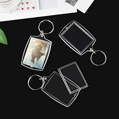30 PCS Photo Insert Keychains, Acrylic Clear Blank Keyrings Picture Frame Keyring with Split Ring for Personalised Custom and Passport Photo Size, 1.57 Inch by 2.36 Inch