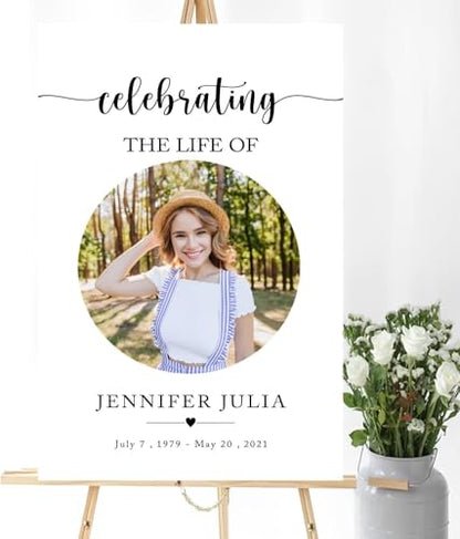 Personalized Funeral Welcome Sign With Image - Celebration of Life Welcome Sign - Funeral Welcome Sign - Memorial Sign Poster - Celebration Of Life Sign - Funeral Photo Sign - In Loving Memory Sign - color: Multi 1