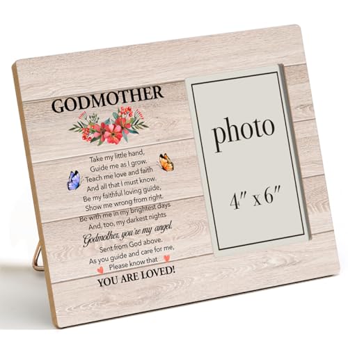 Dumyum Godmother Photo Frame from Goddaughter Godson | Godmother Gifts, 8 x 10 Wood Picture Frame for 4 x 6 Inch Photo - color: GODMOTHER
