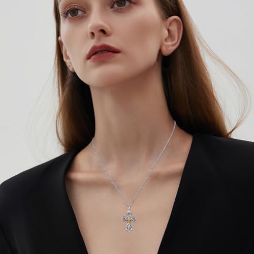 925 Sterling Silver Celtic Cross Urn Necklace for Ashes - color: silver-c