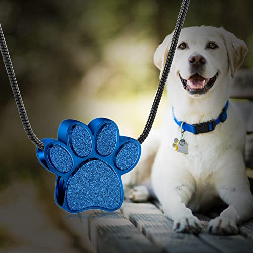 Paw Print Urn Cremation Necklace for Ashes Dog Cat Pet Paw Print Animal Keepsake Memorial Charm Pendant Necklace for Men Women