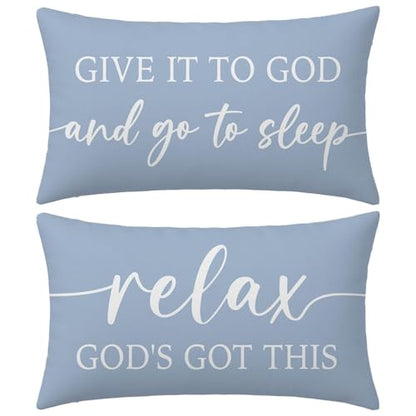 Dusty Blue Decorative Pillow Covers 12x20 Set of 2, Christian Gifts - color: Dusty Blue