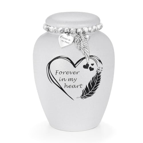 SOITIS Urn for Human Ashes 4.8 Inches Ceramic Urn Small Urn for Human Ashes Keepsake Urns Decorative Urn Mini Urns for Ashes Cremation Urns for Human Ashes White Urn - color: White Heart