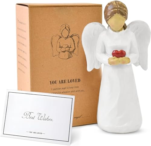 Guardian Angel Figurines for Women, Healing Angel Statue Home Decor | Thanksgiving Christmas Birthday Gifts Resin Angel Ornaments, Hand-Painted Sympathy Gifts for Loss of Loved One - style: Angel - Holding Heart