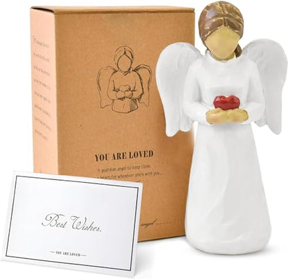 Guardian Angel Figurines for Women, Healing Angel Statue Home Decor | Thanksgiving Christmas Birthday Gifts Resin Angel Ornaments, Hand-Painted Sympathy Gifts for Loss of Loved One - style: Angel - Holding Heart