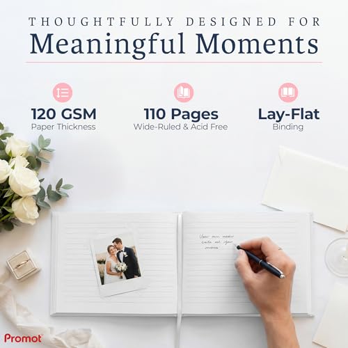 Promot Personalized Guestbook (White) - 110 110 Lined Pages - color: White