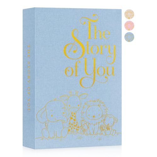 Ywlake Baby Photo Album 4x6 300 Pockets, Animal Linen Newborn Bebe Ultrasound Photo Album with Memo Writing Area, Cover Photo Book, Picture Album for kids, Baby Boy Memory Book Keepsake (Blue) - color: Blue, size: 300 Pockets