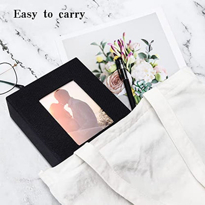 Vienrose 4x6 Photo Album,100 Pockets,Linen Cover with Window,Black | Cover Window, Acid Free Pages, Linen Hardcover, Baby Wedding Family Photos - color: Black, size: 100 Pocket