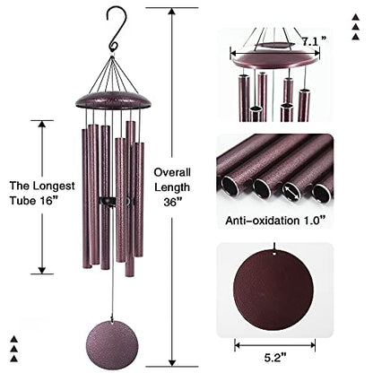 ASTARIN Wind Chimes Deep Tone, 36 Inch Large Metal Windchimes Outdoor - size: 36" Bronze
