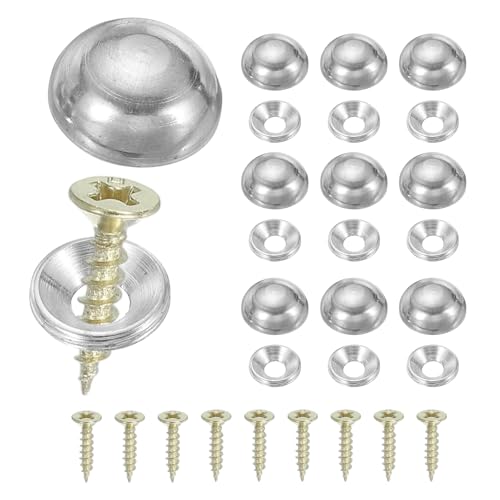 Brass Decorative Screws with Caps, Mirror Screw Self Tapping Screws Decorative Cover - Fitting for(Furniture Fixing- Wall Hangings - Wood Handcrafted) 15mm & 10 Pack & Silver - color: Silver, size: 15mm