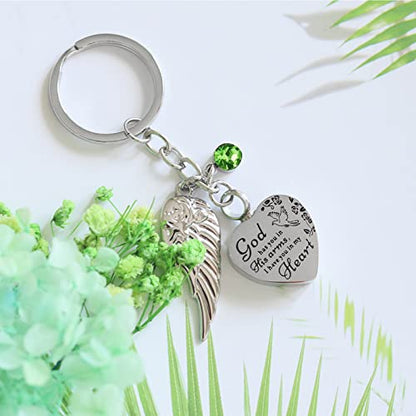 Heart Urn Necklace for Ashes Cremation Jewelry Urn Keychain for Ashes with Birthstone Cremation Keychain - color: August
