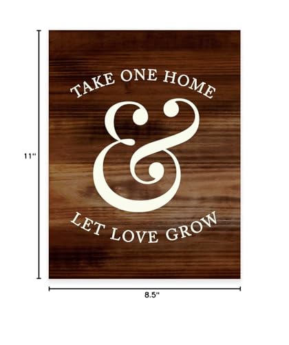 Andaz Press Wedding Party Signs, Rustic Wood Print, 8.5x11-inch, Please Take One Home and Let Love Grow Plant Seed Favors Table Sign, 1-Pack, Unframed - color: Favors Take One Home Let Love Grow