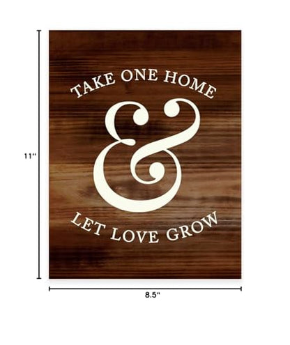 Andaz Press Wedding Party Signs, Rustic Wood Print, 8.5x11-inch, Please Take One Home and Let Love Grow Plant Seed Favors Table Sign, 1-Pack, Unframed - color: Favors Take One Home Let Love Grow