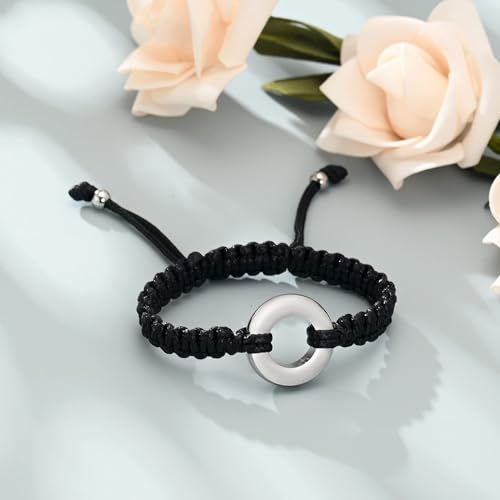 Circle of Life Urn Braided Bracelet for Ashes for Women Men | stainless steel urn bracelet,adjustable,cremation jewelry,holds pet & human ashes,memorial gift,leak-proof sealed,engraved - color: Silver
