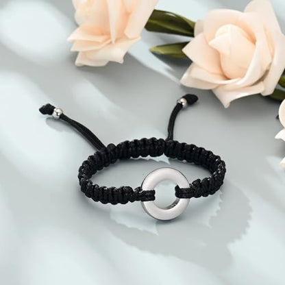 Circle of Life Urn Braided Bracelet for Ashes for Women Men | stainless steel urn bracelet,adjustable,cremation jewelry,holds pet & human ashes,memorial gift,leak-proof sealed,engraved - color: Silver