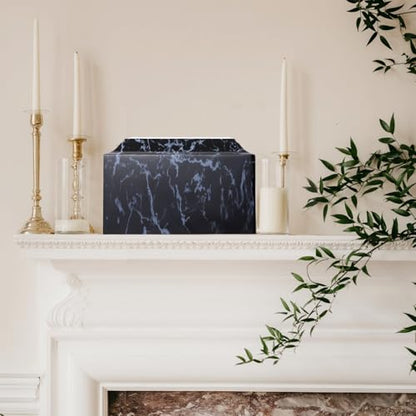 Black Classic Cultured Marble Cremation Urn for Adult Ashes, Adult Sized Memorial Urn for Ground Burial or Home Memorial - size: Black