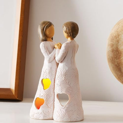 NAN ZAI NAN FANG Sisters Gifts from Sister Unique Candle Holders Statue | with Flickering LED Light Special Birthday Friendship Gifts for Women Bestie BFF Resin Sisters Candle Holder - color: Gifts for Sister