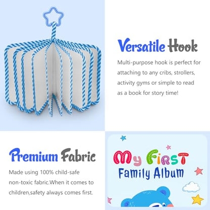 Fintie Baby Photo Album 4x6 Inch, 18 Photos My First Family Soft Album Book | For Newborn/Toddlers/Kids/Baby Shower Memory Birthday Gifts, Family Tree, First Year Milestones Keepsake, Blue Bear - color: Blue Bear