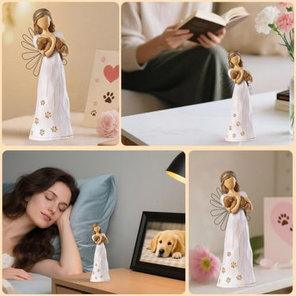 NAN ZAI NAN FANG Dog Angel Statue Friendship Gifts for Dog Lovers Women | 6.7" Loss of Pet Sympathy Memorial Remembrance Gift Resin Sculpted Hand-Painted Figure - style: Angle with Dog