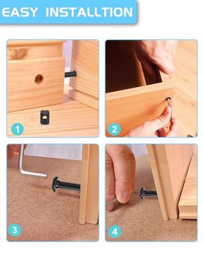 Crib Screws Hardware Replacement Kit - 16 Set Baby Bed Frame Bolts,Barrel Nuts&Wooden Dowel Pins Set - M6x16/40/60/80 mm Hex Drive Socket Cap Screws Nuts for Beds Headboards Chairs Furniture