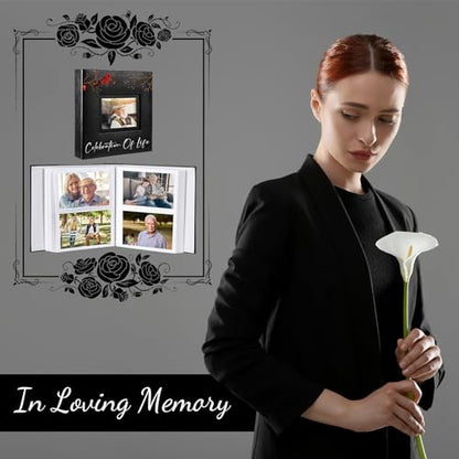 ReliThick Cardinal Funeral Photo Album 4 x 6 Inch 200 Blank Pages Memorial Leather Memory Album Scrapbook for Memorial Service Celebration of Life Decor in Loving Party Supply(Celebration of Life) - style: Celebration of Life