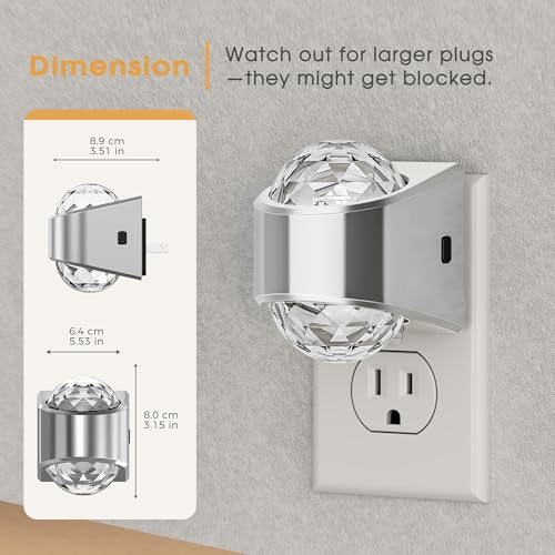Briignite Night Light, Sliver Night Lights Plug into Wall LED Projector - color: Silver