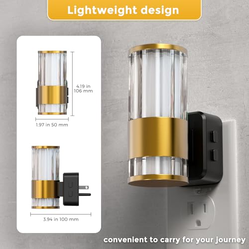 L LOHAS LED Night Light, Night Lights Plug into Wall, 2 Pack 10-Color RGB - color: Gold Ring-Stripe RGB, size: 2 Pack